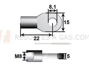 gas spring struct tuerca Ojal 8m